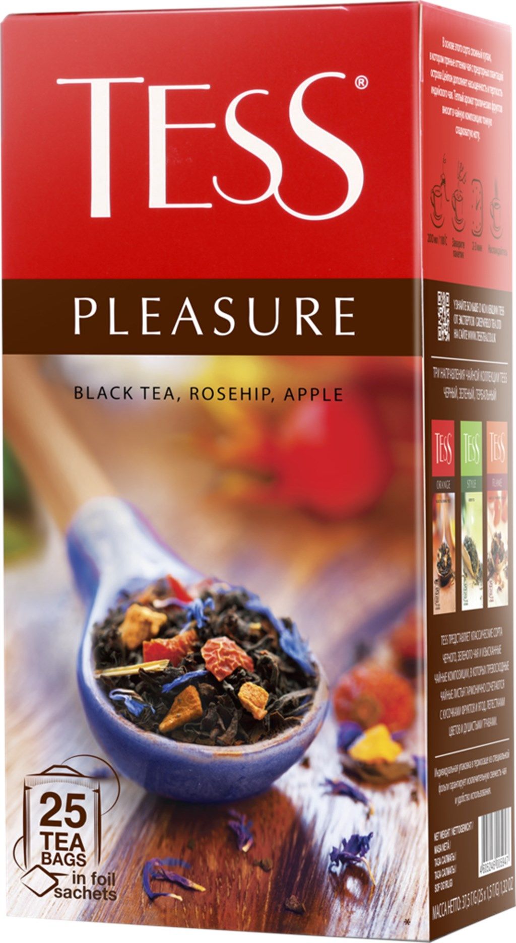 Заварка тест. Чай Tess 25 пакетиков. Тесс Плэжа 25 пак черный. Чай Tess pleasure черный, 25x1,5г. Чай Тесс pleasure 100*1,5г.