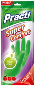 Перчатки хозяйственные PACLAN Super Comfort, ароматиз, р-р S, зеленые, 1пара