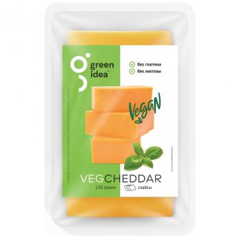 Продукт пищевой на основе крахмала GREEN IDEA со вкусом сыра Чеддар нарез 150г