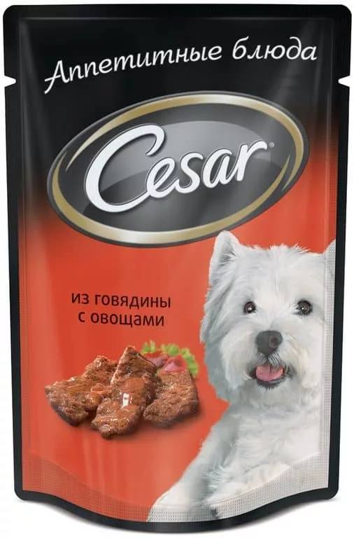 Корм д/взр.собак CESAR всех пород с говядиной и овощами 85г