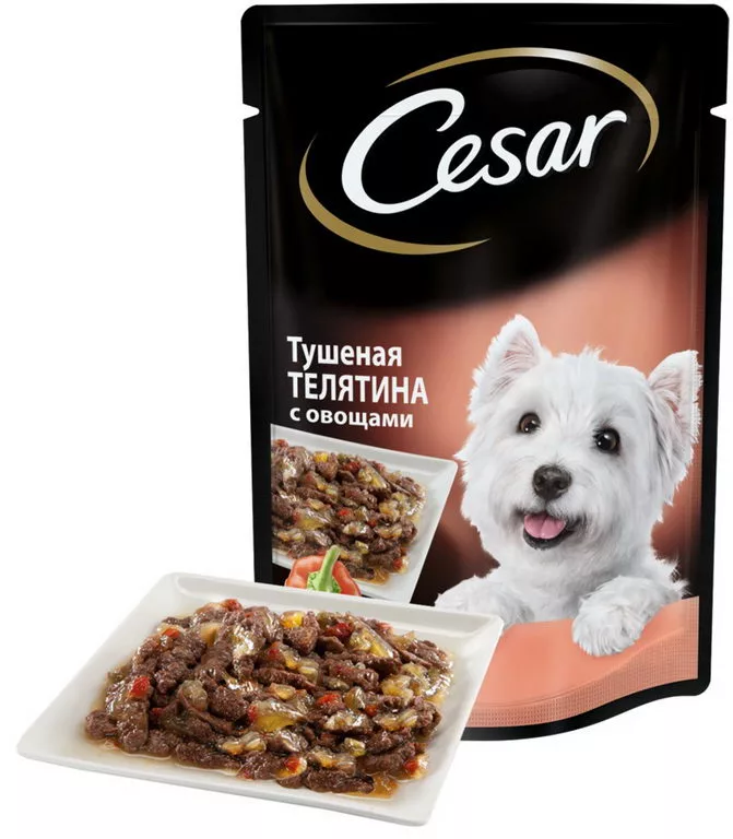 Корм д/взр.собак CESAR всех пород с телятиной и овощами 85г