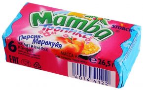 Конфеты жевательные MAMBA Тропикс со вкусом яблока и киви, персик и маракуя 26,5г