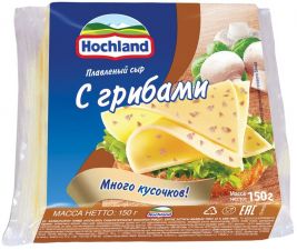 Сыр HOCHLAND плавленый с грибами 45% ломтики без змж 150г