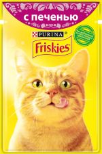 Корм д/взр.кошек FRISKIES с печенью в подливе консервированный полнорационный 85г