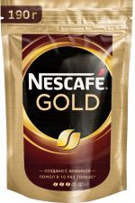 Кофе растворимый NESCAFE GOLD натуральный субл с доб молот м/у 190г