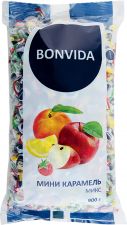 Мини карамель BONVIDA леденцовая со вкусами малины лимона яблока персика микс 900г