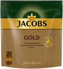 Кофе растворимый JACOBS Gold натуральный сублимированный м/у 500г