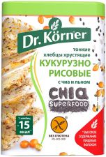 Хлебцы DR KORNER Хрустящие кукурузно-рисовые с семенами чиа и льном 100г