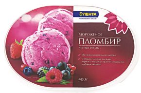Мороженое ЛЕНТА Пломбир с лесными ягодами без змж 400г