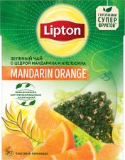 Чай зеленый LIPTON Байховый Mandarin Orange Green Tea Цедрой цитрус. аром. к/уп 20пир