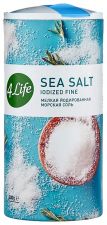 Соль морская 4 LIFE мелкая йодированная в/с помол 0 500г