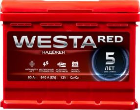 Батарея аккумуляторная WESTA RED 6ст-60 прямая полярность