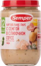 Д/п пюре SEMPER картофельное с семгой в сливочном соусе 12 мес ст/б 190г