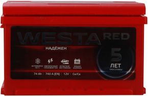 Батарея аккумуляторная WESTA RED 6ст-74 обратная полярность