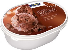 Мороженое ЛЕНТА Пломбир шоколадный с шок крошкой без змж 400г
